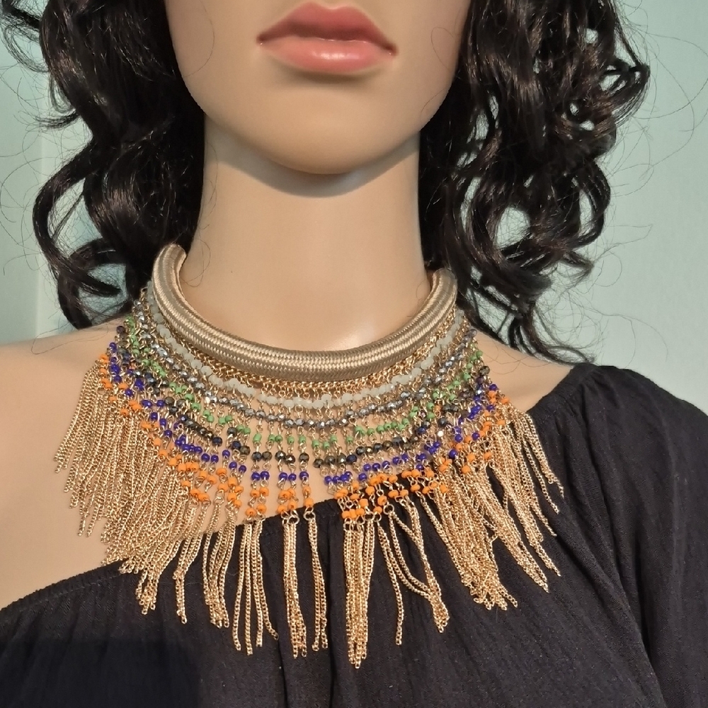 Aldo Vibrant Beaded Fringe Necklace